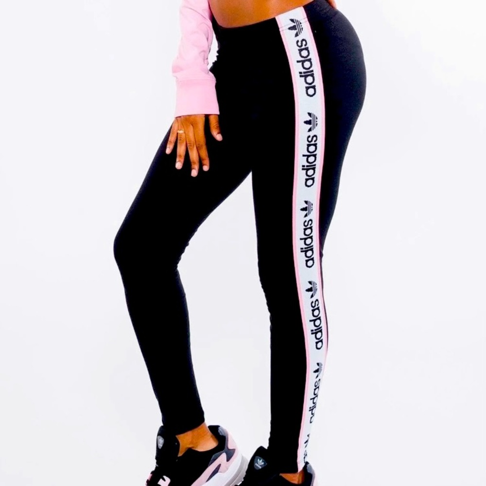 NWT Adidas Falcon Pink Tape Leggings Medium M